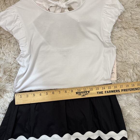 Nanette Lepore Flutter Sleeve Smocked Midi Dress Black White 6 NWT Peasant Boho - Picture 13 of 13